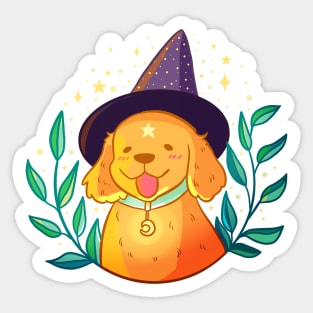 Cute wizard golden retriever Sticker